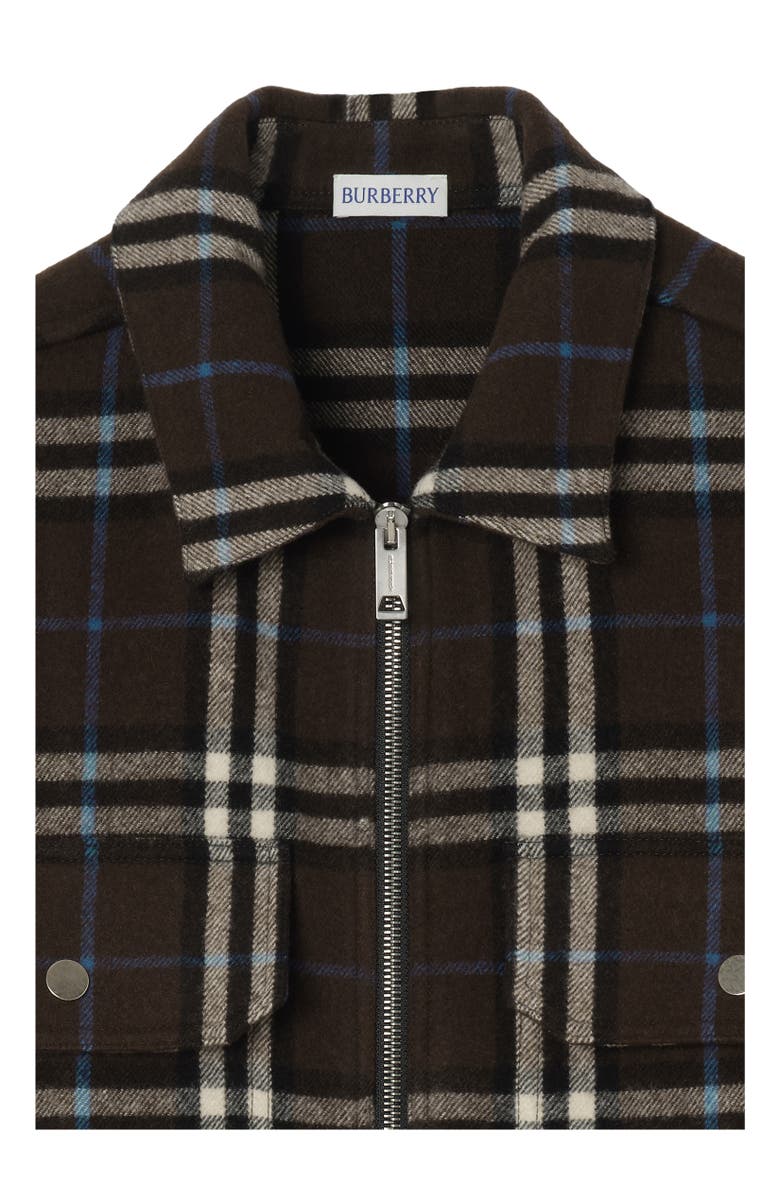 Burberry Check Wool Flannel Overshirt, Alternate, color, Snug Brown