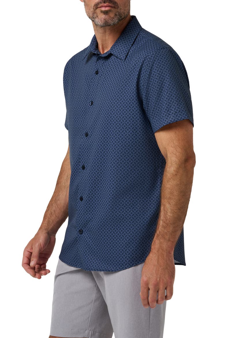 Techwoven Flair Short Sleeve Button-Up Shirt, Alternate, color, TOTAL ECLIPSE