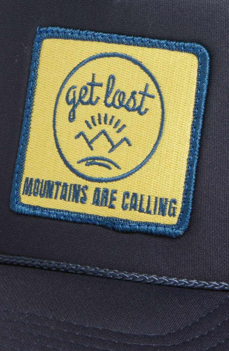 Friday Feelin’ Mountains Are Calling Patch Trucker Hat, Alternate, color, Navy