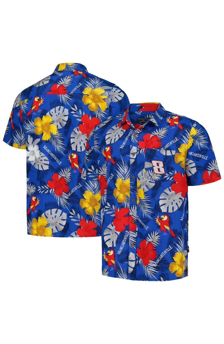 Margaritaville Men's Margaritaville Royal Kyle Busch Island Life Floral Party Full-Button Shirt, Main, color, Royal