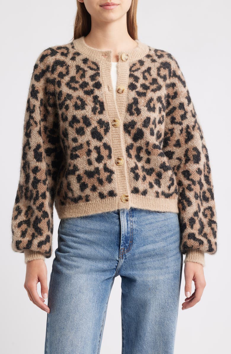 THE GREAT. The Windsor Leopard Cardigan, Alternate, color, Leopard