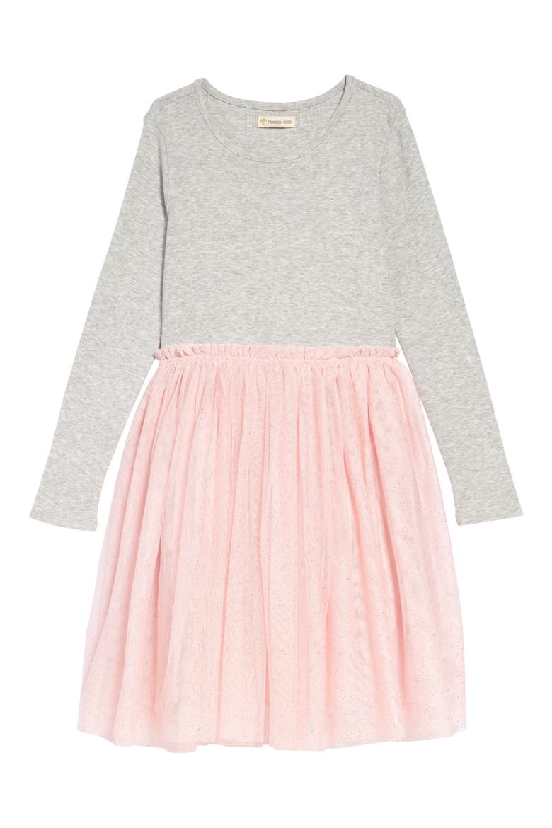 Kids' Pullover Tutu Dress, Main, color, GREY HEATHER- PINK SPARKLE