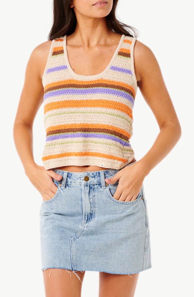 Rip Curl Cala Nights Stripe Crop Top, Main, color, Light Orange