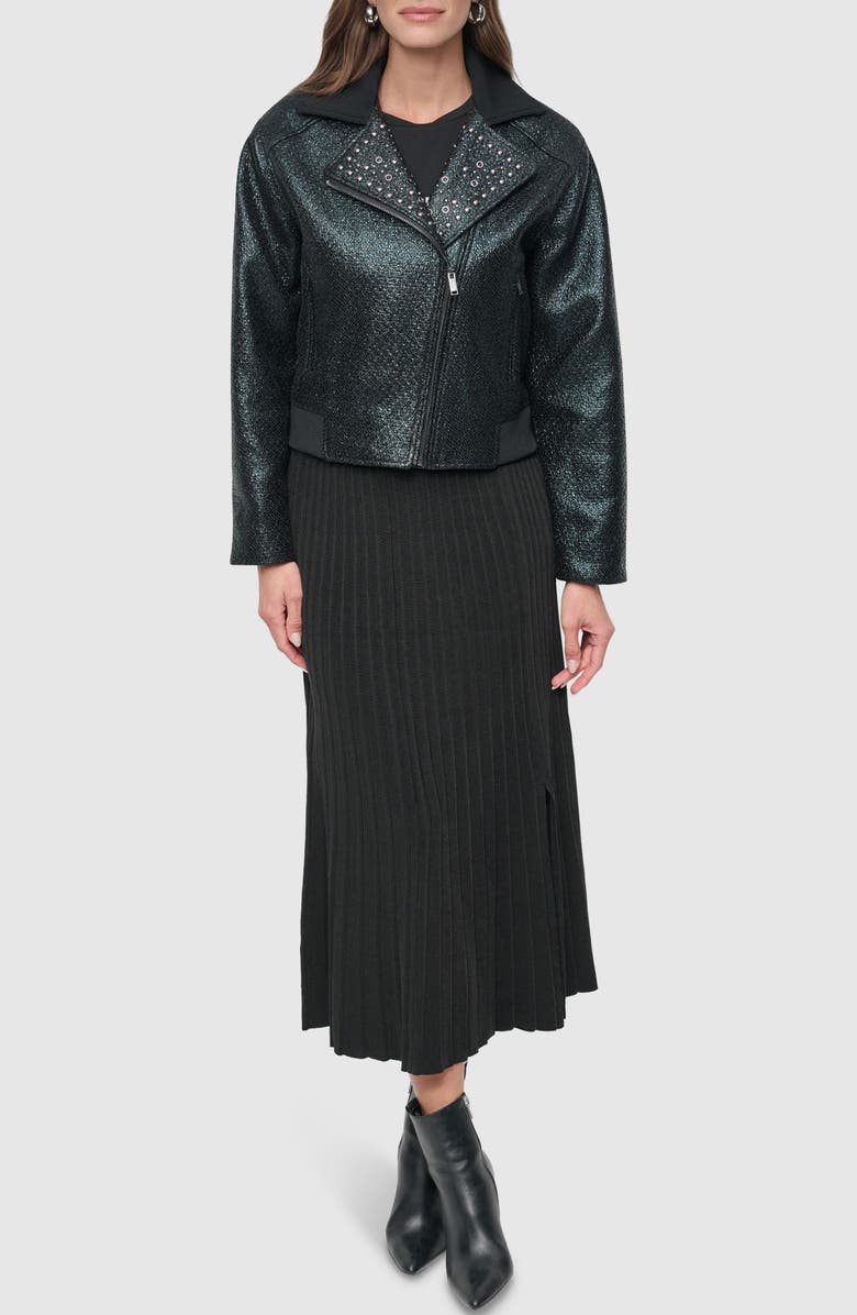 DKNY Foil Tweed Moto Jacket, Alternate, color, 