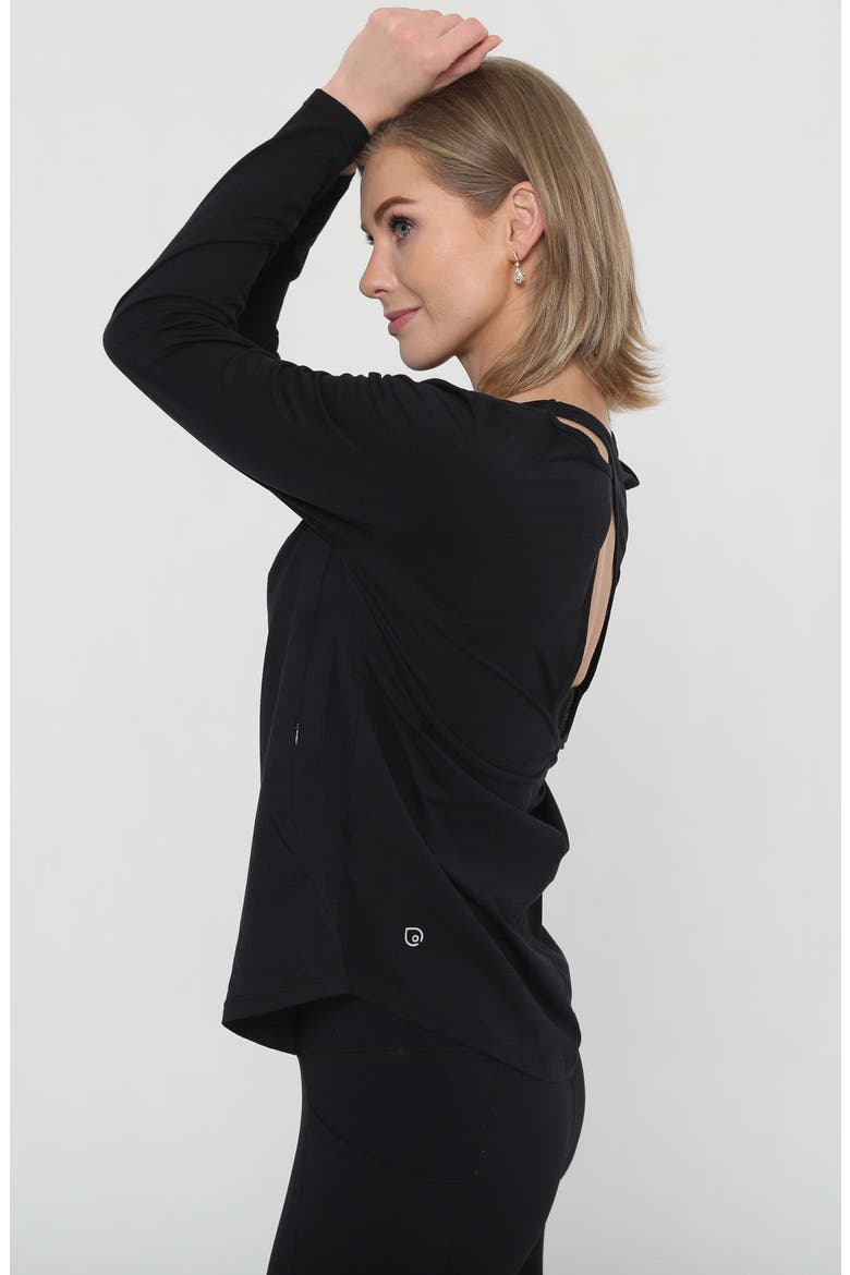 Harper Cross Back Long Sleeve Nursing Top, Alternate, color, Noir