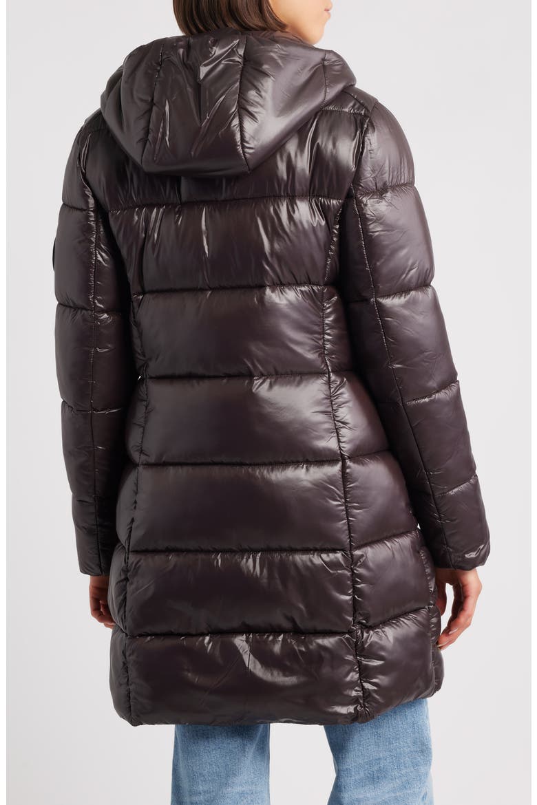 Ines Water Repellent Longline Hooded Puffer Jacket, Alternate, color, BROWN BLACK