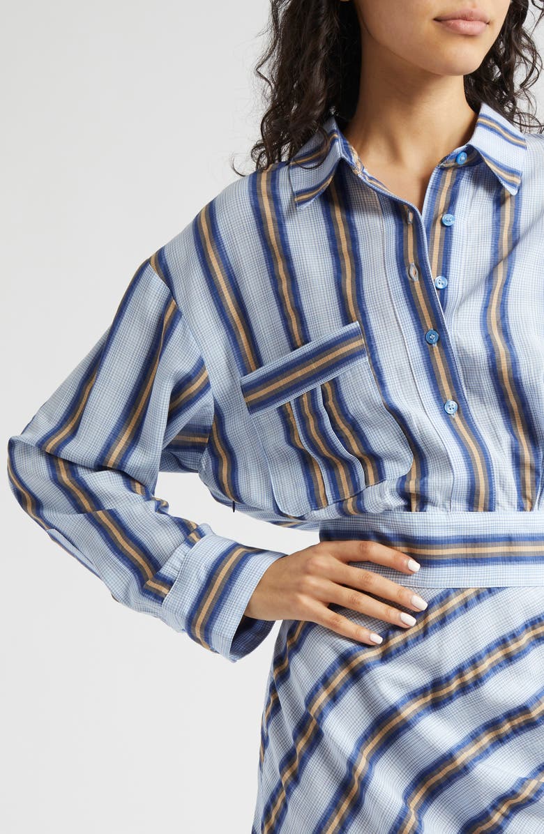 Smythe Stripe Long Sleeve Mini Shirtdress, Alternate, color, 