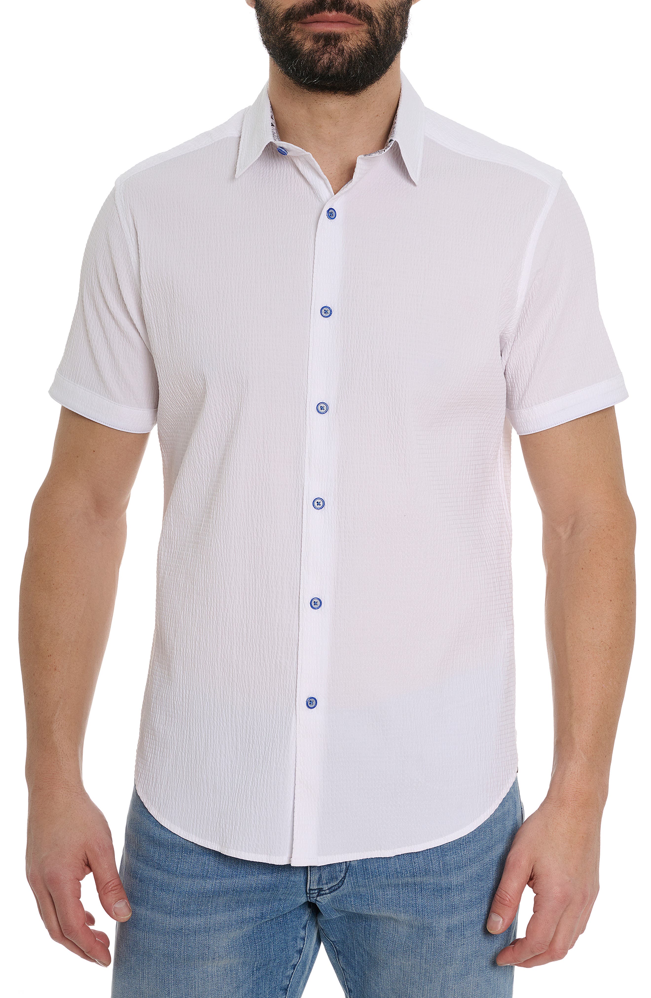 Robert Graham Solid Seersucker Short Sleeve Shirt