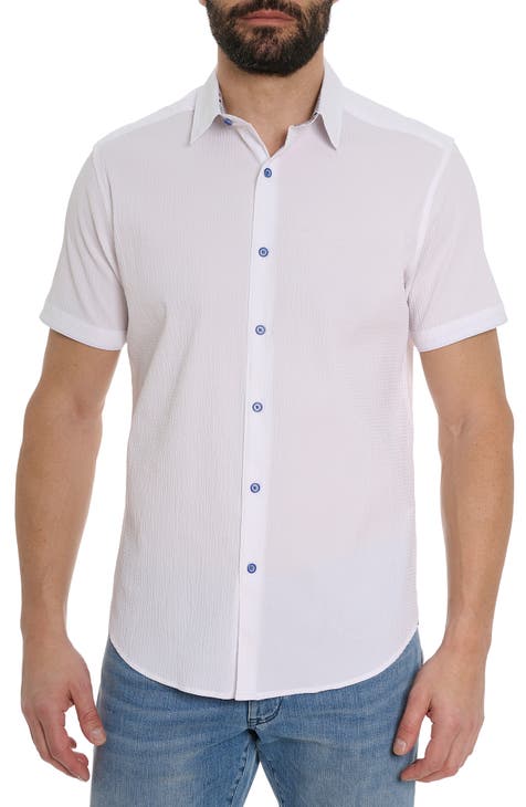 Solid Seersucker Short Sleeve Shirt