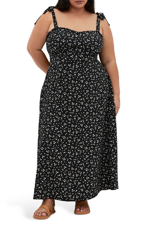 City Chic Penny Floral Maxi Sundress In Black