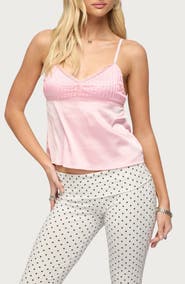 EDIKTED Blanca Lace Trim Satin Camisole