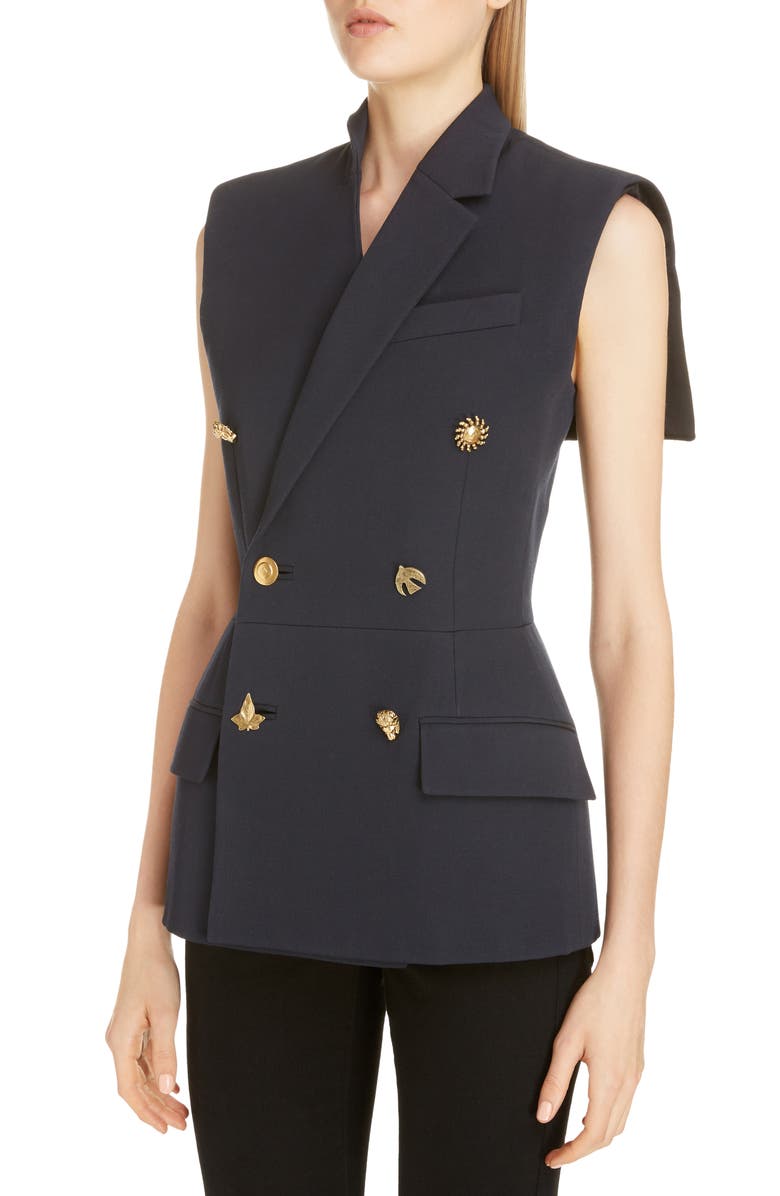 Givenchy Charm Button Sleeveless Double Breasted Wool Jacket, Alternate, color, 