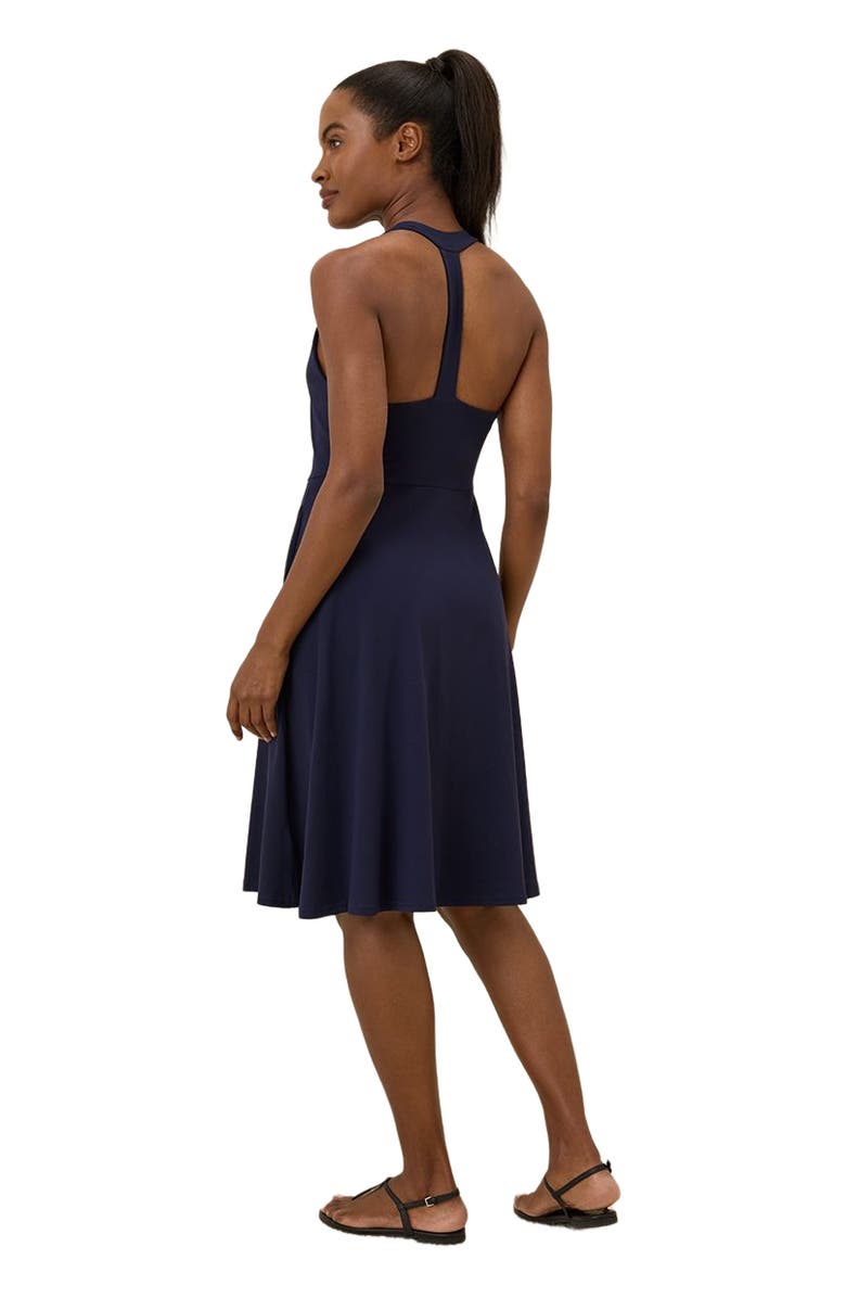 Pact Organic Cotton Fit & Flare Gathered Halter Dress, Alternate, color, Eclipse