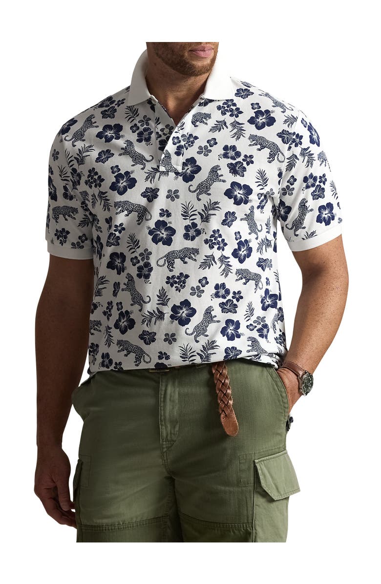 Polo Ralph Lauren Big & Tall Tropical Floral Mesh Polo Shirt, Main, color, White