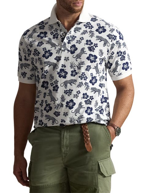 Big & Tall Tropical Floral Mesh Polo Shirt