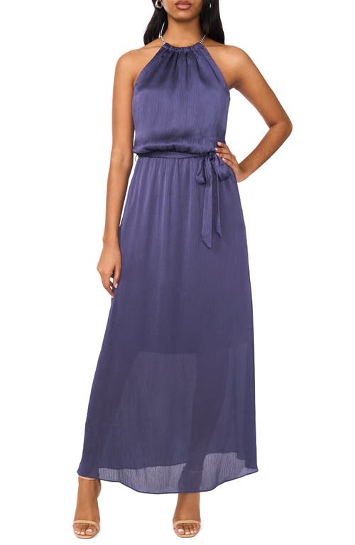 Halogenr Halogen(r) Curb Chain Detail Textured Satin Maxi Dress In Blue
