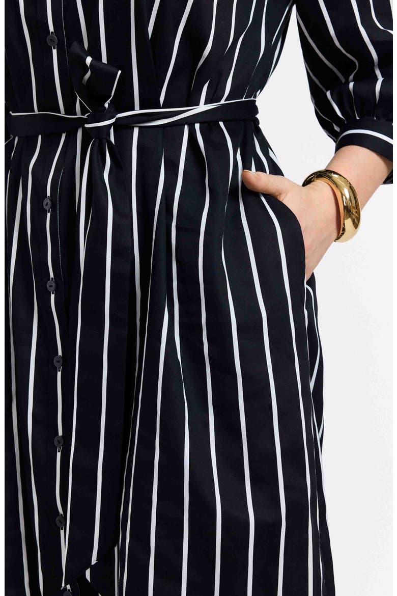 Esther Stripe Cotton Shirtdress, Alternate, color, BLACK/ WHITE