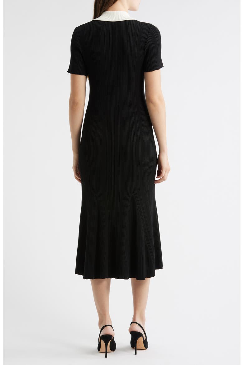 Rib Midi Polo Dress, Alternate, color, BLACK