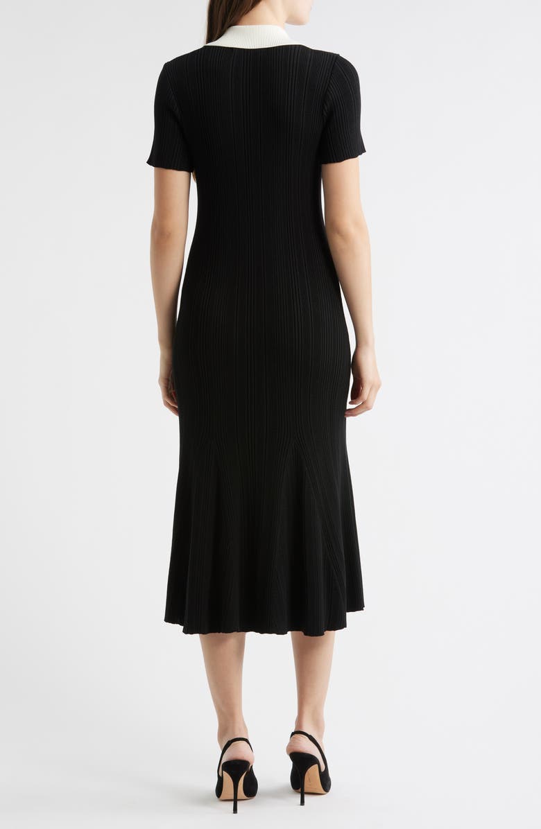 Julia Jordan Rib Midi Polo Dress, Alternate, color, Black