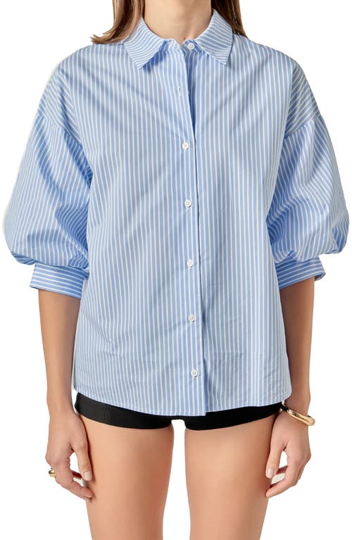 English Factory Stripe Balloon Shirt In Blue