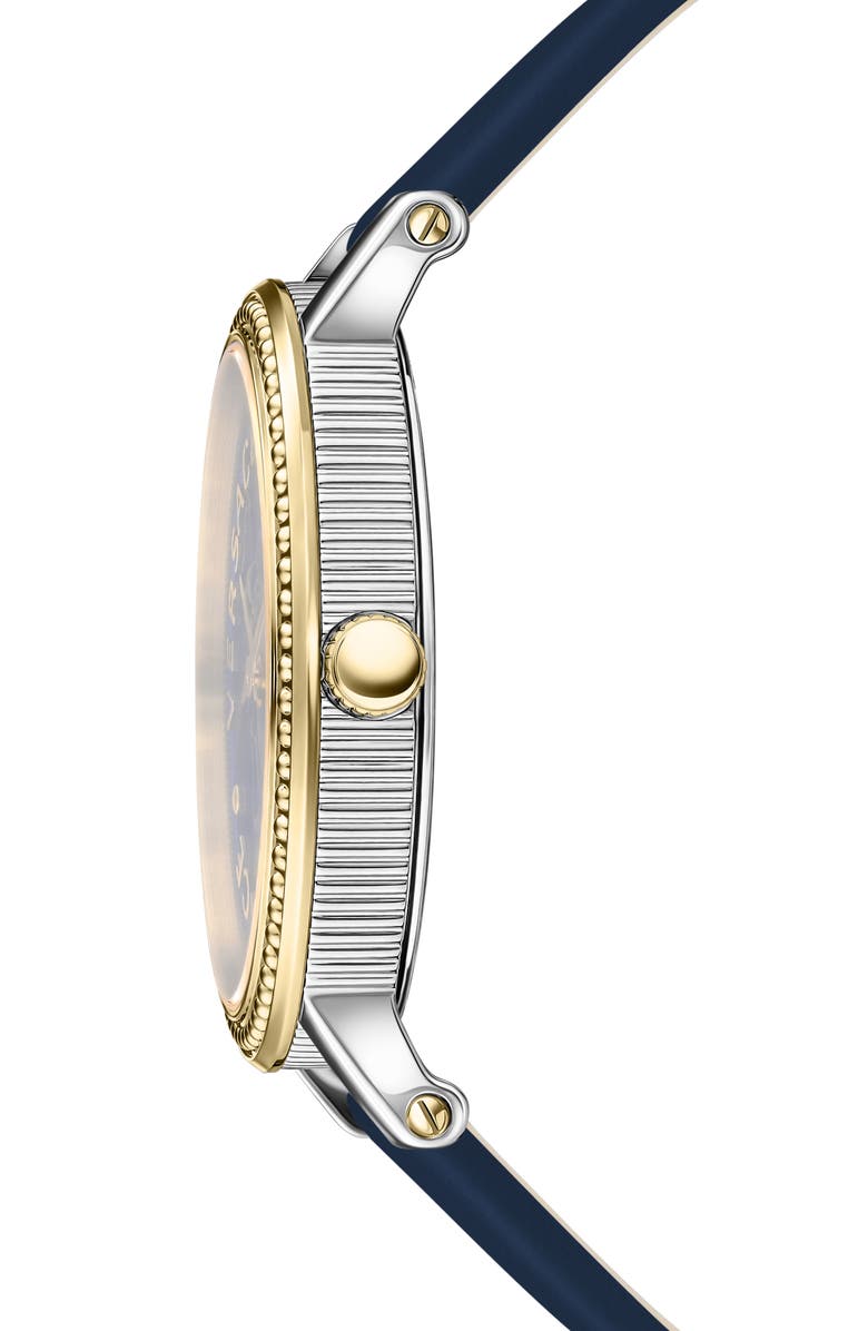 Versace V-Dollar Leather Strap Watch, 37mm, Alternate, color, Two Tone