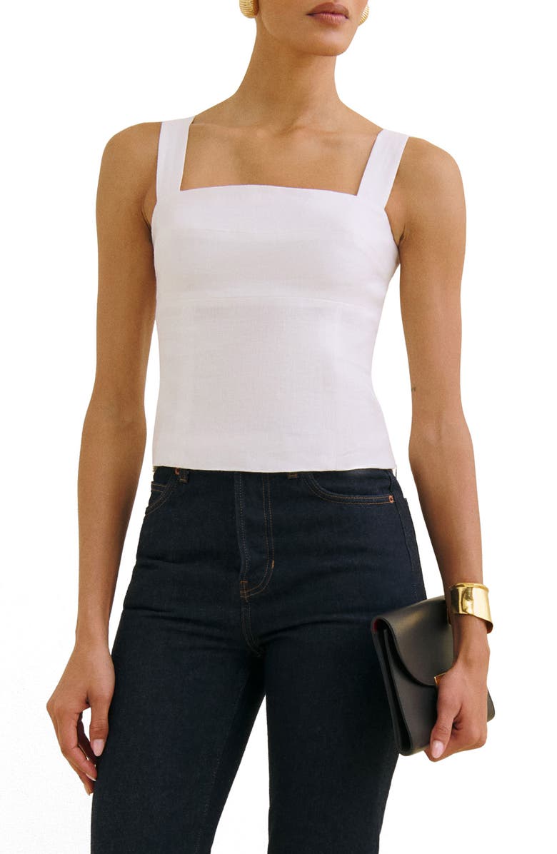 Reformation Darci Linen Tank, Main, color, White
