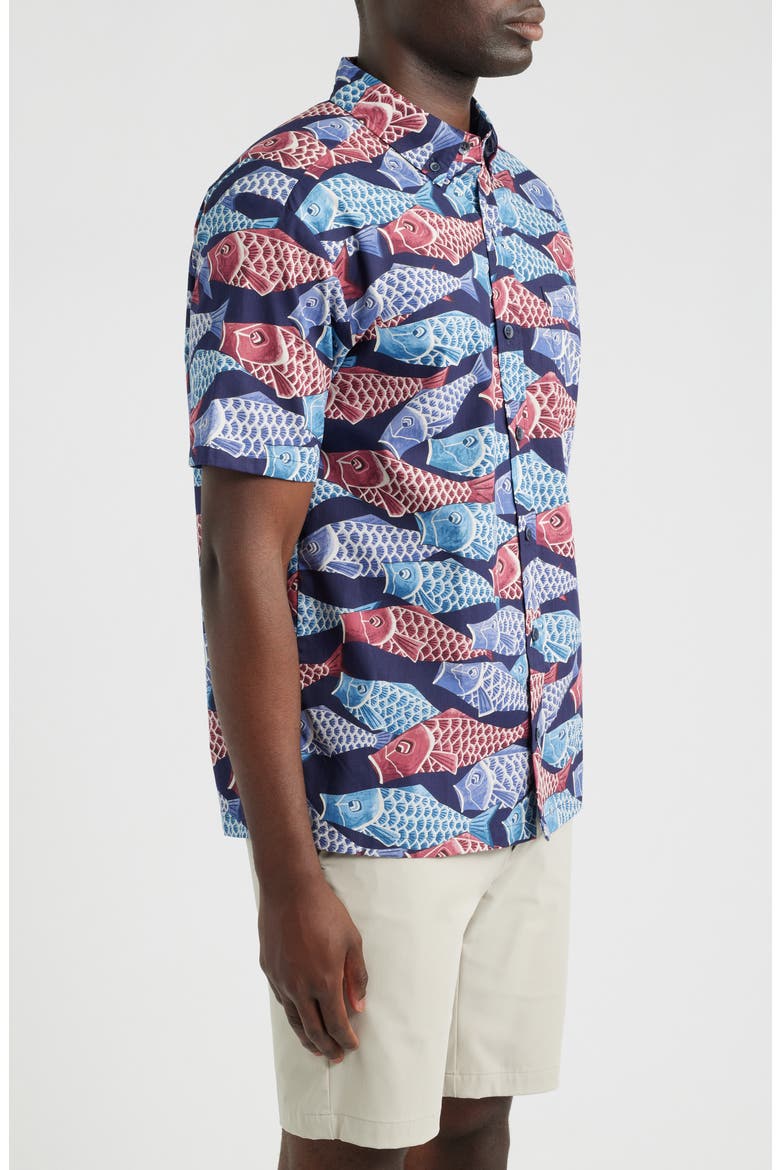 Upstream Short Sleeve Cotton Button-Down Shirt, Alternate, color, MIDNIGHT