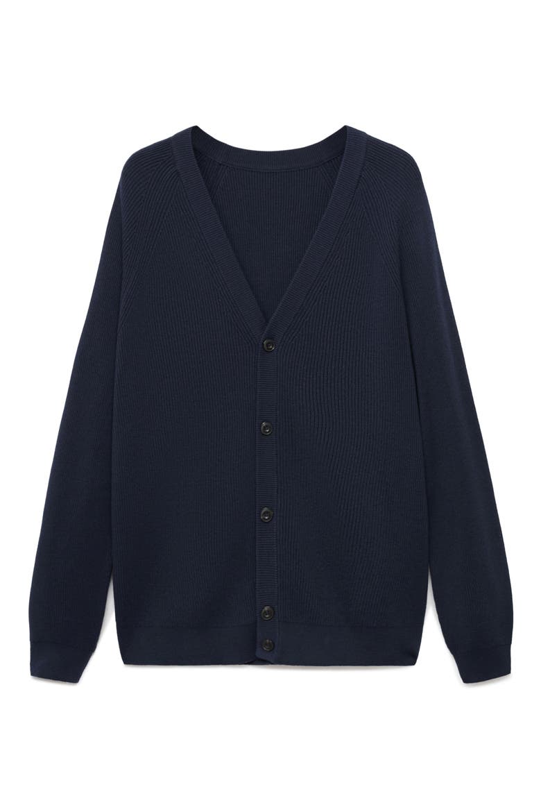 Ribbed Cotton Blend Cardigan, Alternate, color, NAVY
