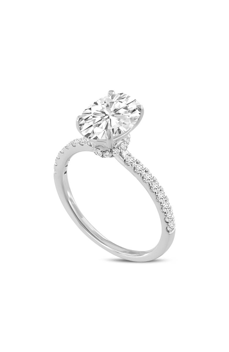 LuvMyJewelry Adriana 14K White Gold Oval Lab Grown Diamond Hidden Halo Engagement Ring - 2.35 Ct, Main, color, 