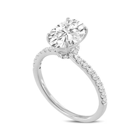 Adriana 14K White Gold Oval Lab Grown Diamond Hidden Halo Engagement Ring - 2.35 Ct