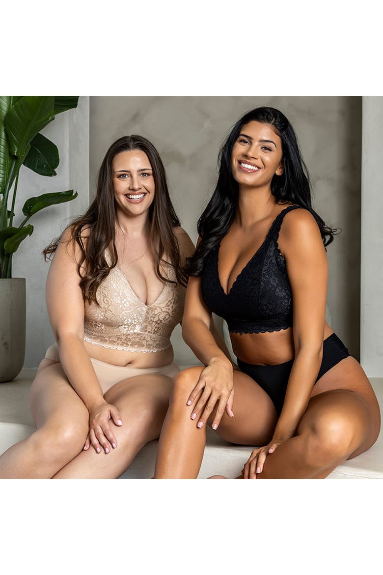 Adriana Wire-Free Lace Bralette, Alternate, color, Bare