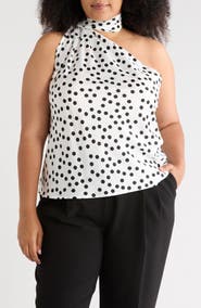 Renee C Scarf Neck One-Shoulder Top