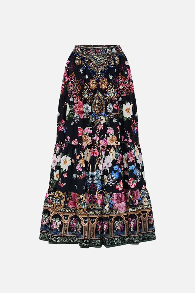 Tiered Maxi Skirt Midnight In Monserrate, Alternate, color, Midnight In Monserrate