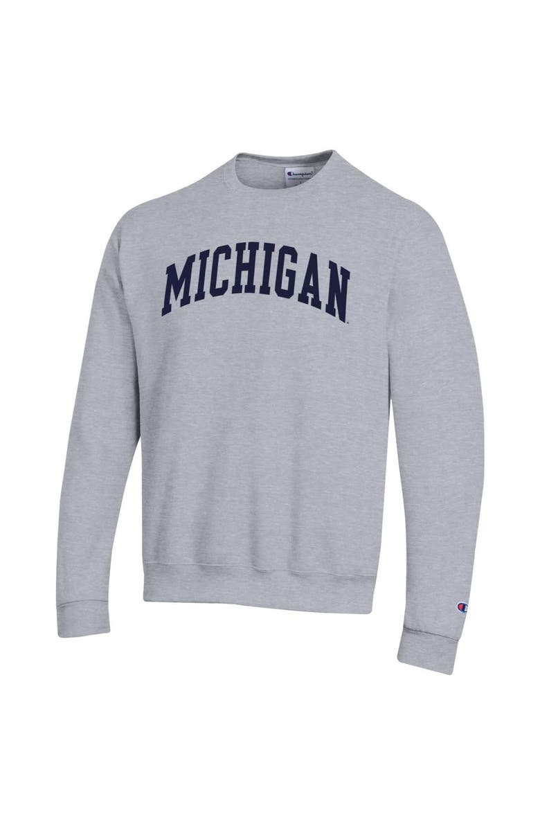 Champion Men's Champion  Heather Gray Michigan Wolverines Basic Arch Fleece Pullover Sweatshirt, Alternate, color, Heather Gray