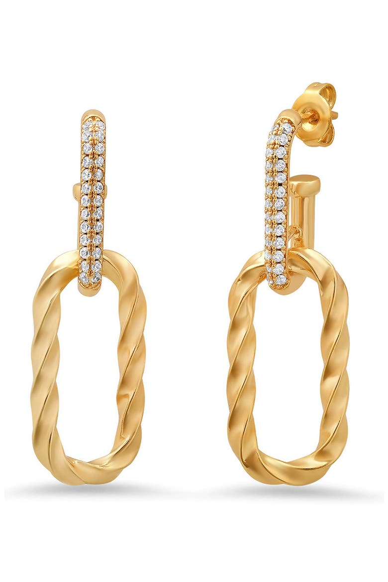 18k Gold Plated Twisted Link Drop Earrings, Main, color, GOLD