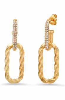 18k Gold Plated Twisted Link Drop Earrings