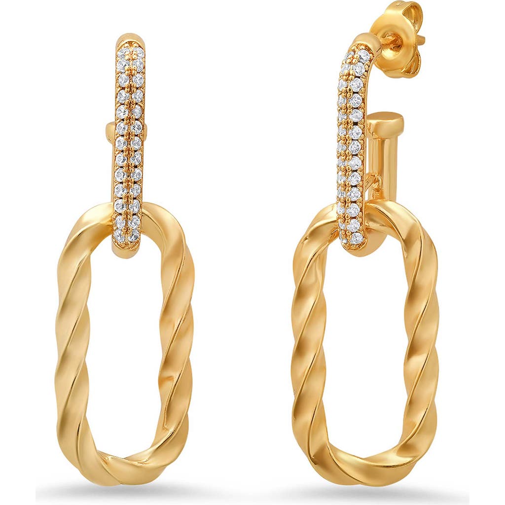 Steeltime 18k Gold Plated Twisted Link Drop Earrings