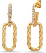 STEELTIME 18k Gold Plated Twisted Link Drop Earrings