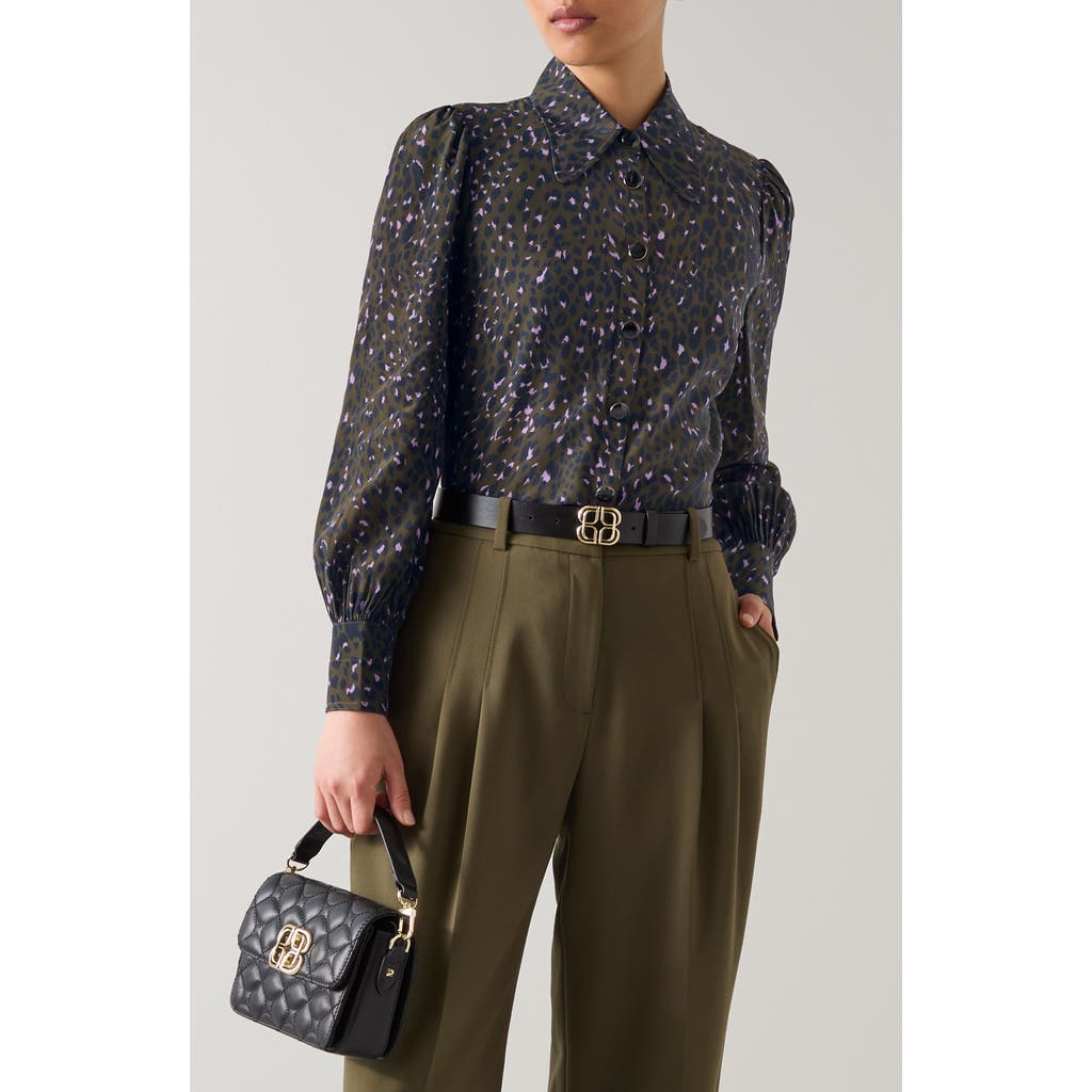 Lk Bennett Sonya Puff Shoulder Silk Shirt In Multi