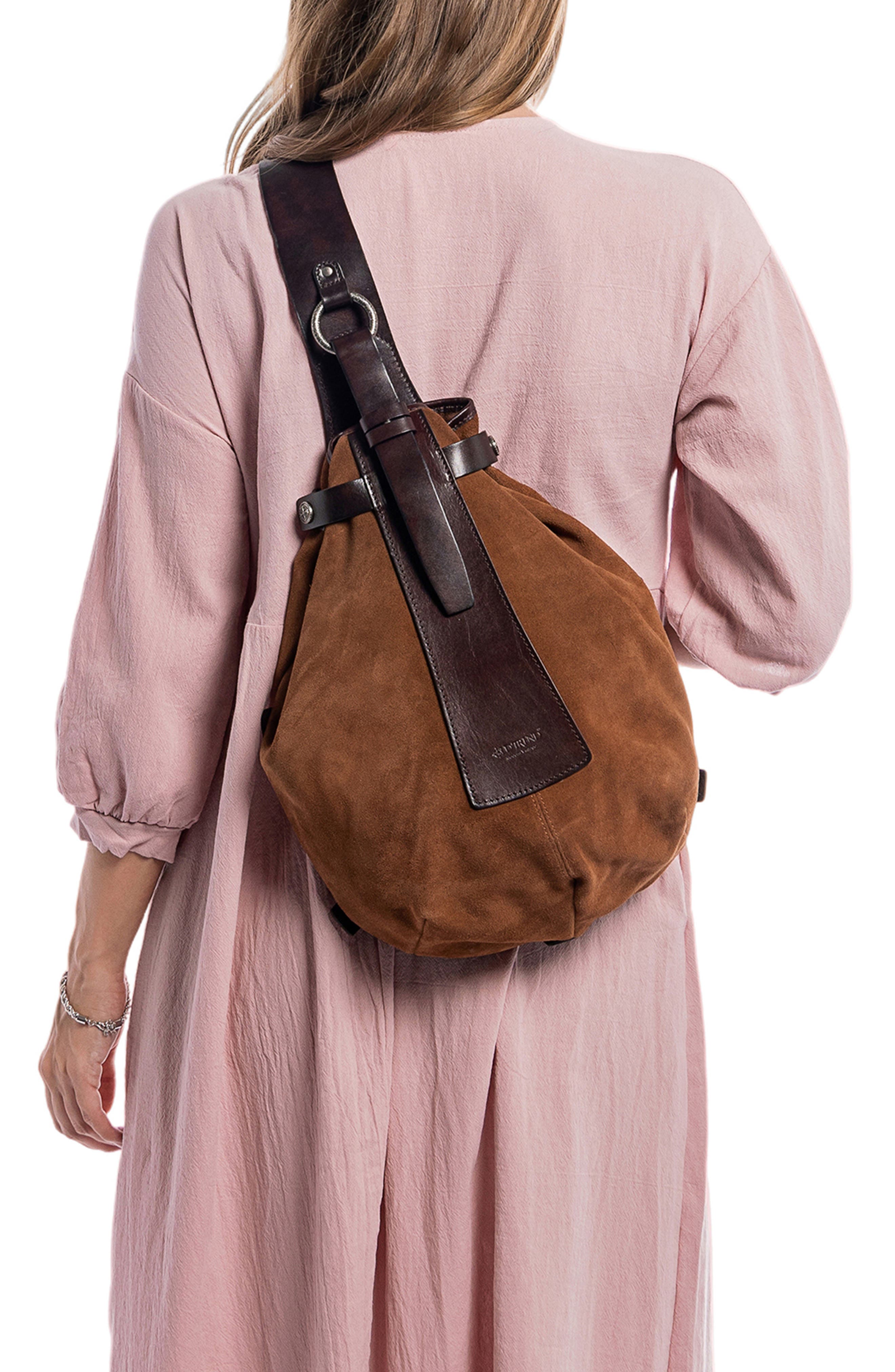 OLD TREND Daisy Leather Trim Sling Bag, Alternate, color, Brown