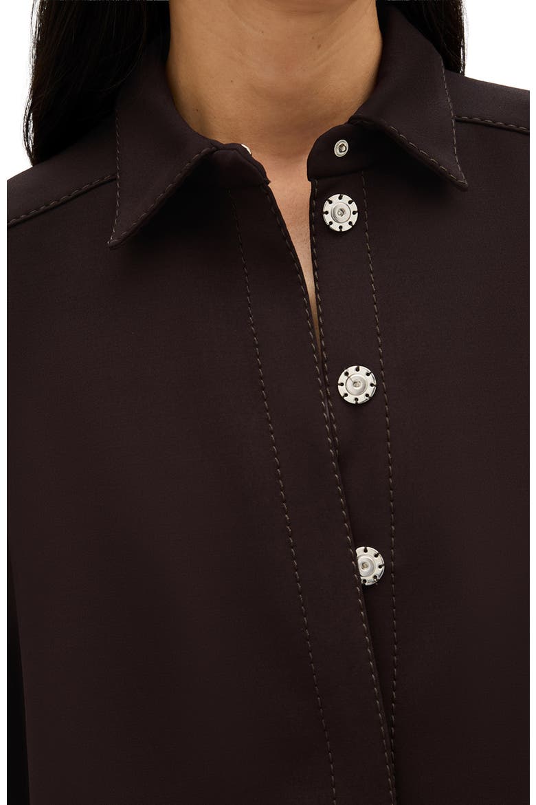 Fluid Jersey Blouse, Alternate, color, Dark Chocolate