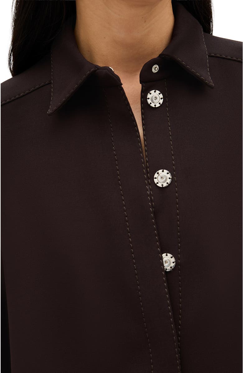 Another Tomorrow Fluid Jersey Blouse, Alternate, color, Dark Chocolate