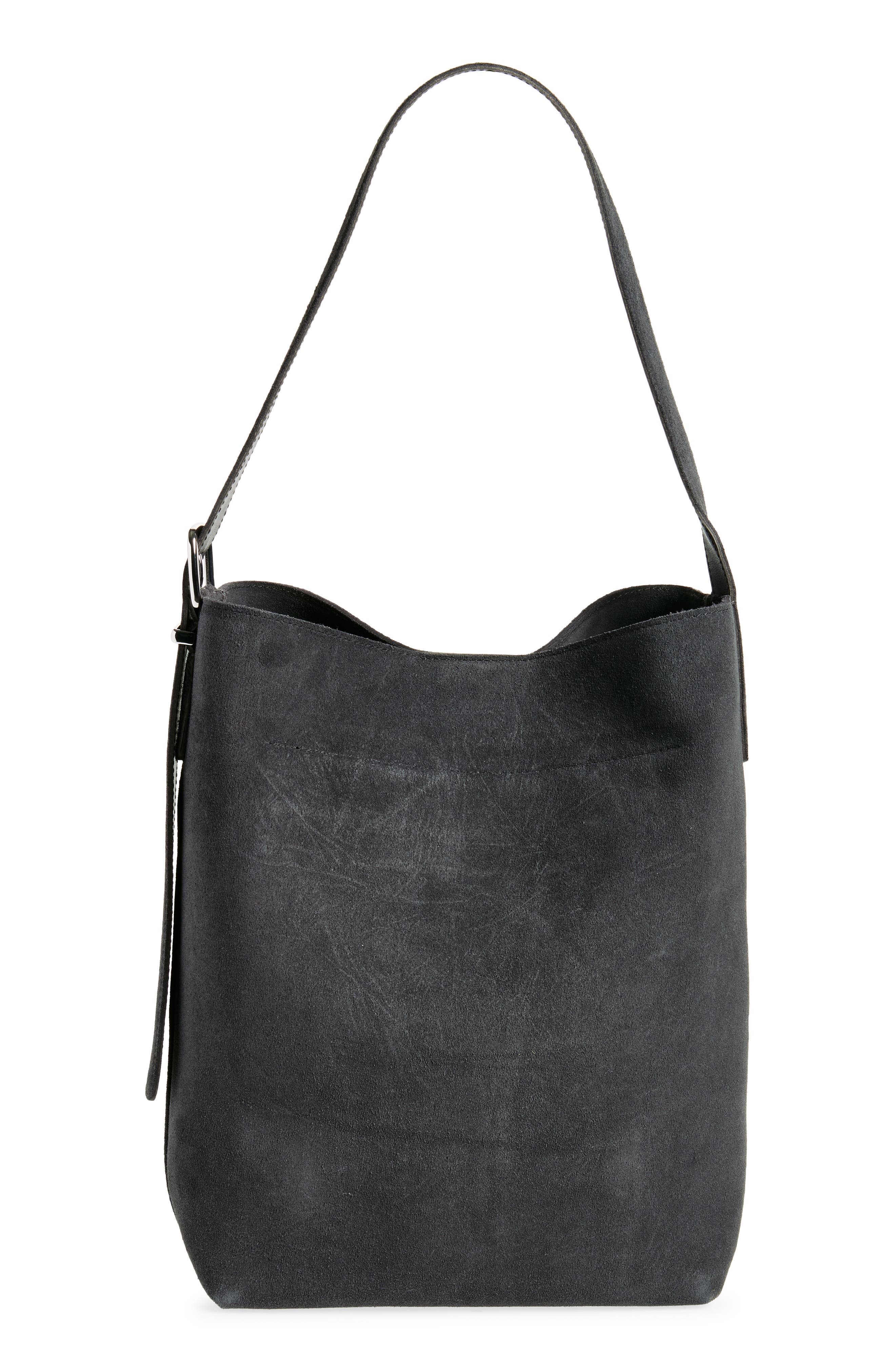 Madewell Essentials Suede Bucket Bag, Alternate, color, 