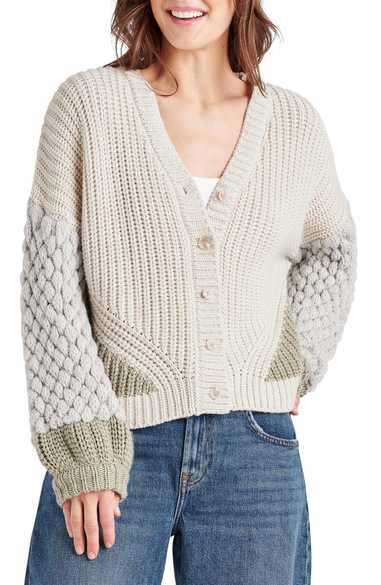 Splendid Margo Mixed Stitch Cardigan, Main, color, White Sand/ Dew