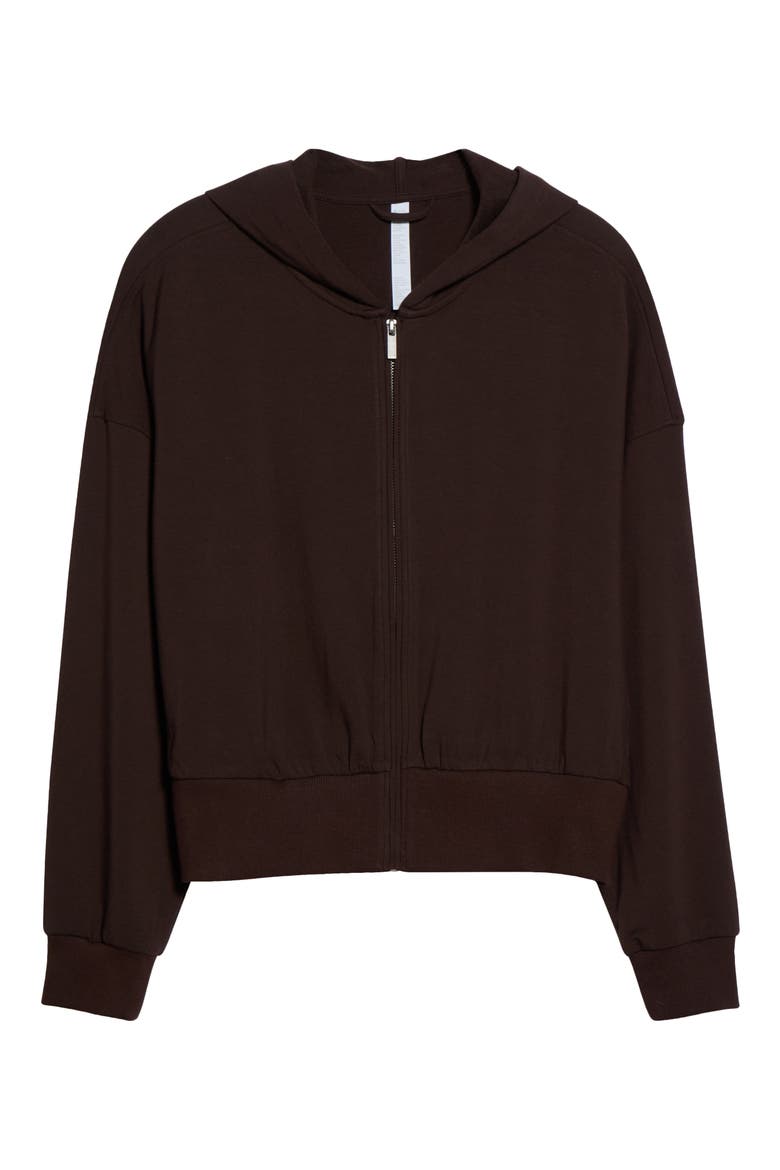 Weekend Stretch Cotton Blend French Terry Hoodie, Alternate, color, BROWN MOLE'