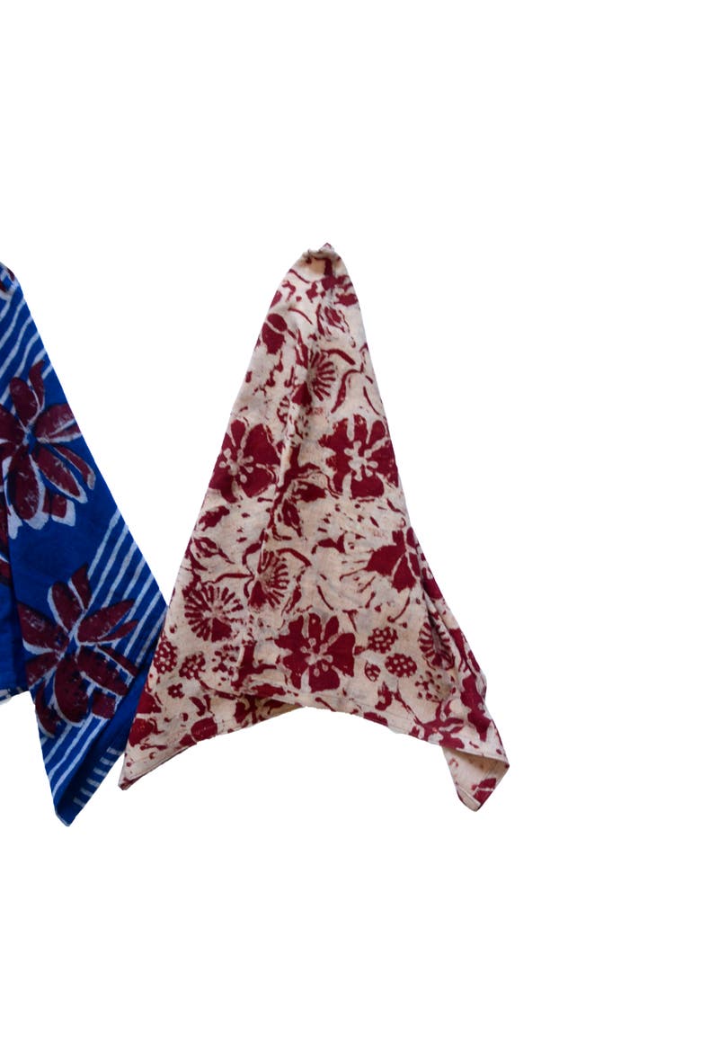 Organic Block Print Tea Towel Set - Bloom & Lotus, Alternate, color, Bloom & Lotus
