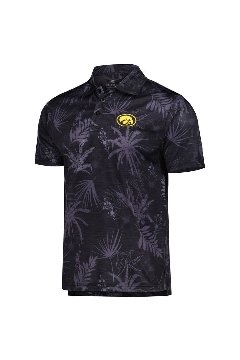 Men's Colosseum Black Iowa Hawkeyes Palms Team Polo, Alternate, color, Black