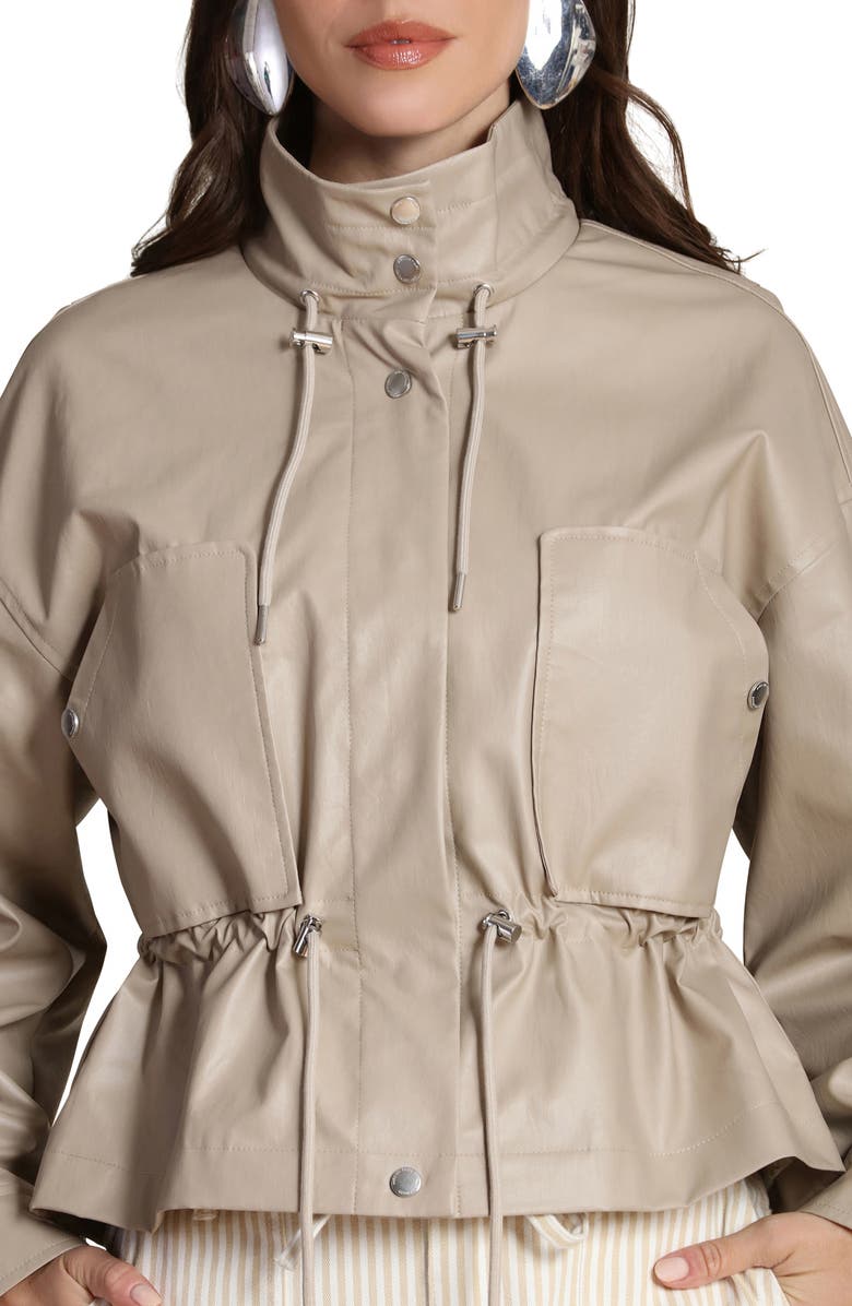 Avec Les Filles Faux Leather Peplum Jacket, Alternate, color, Clay