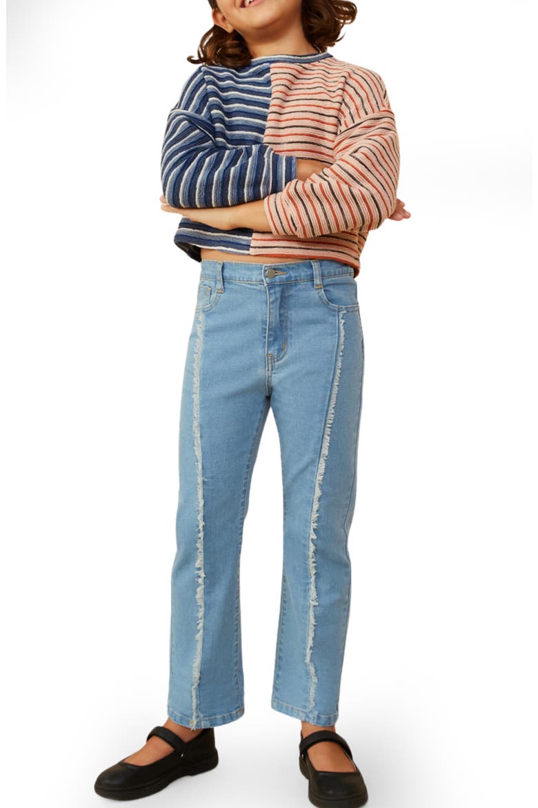 Kids' Frayed Seam Straight Leg Jeans, Alternate, color, LIGHT DENIM