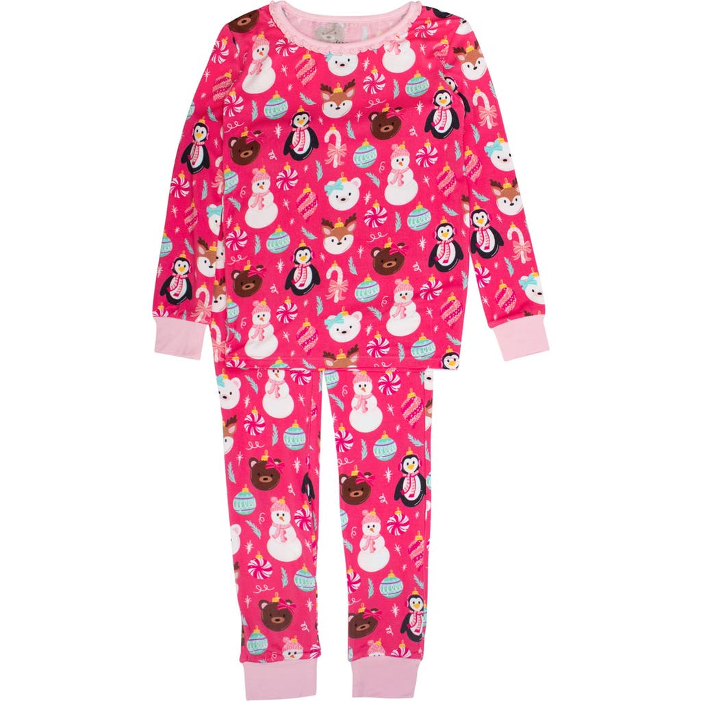 Rufflebutts Girls Softsnooze Ruffle Long Sleeve Pajama Set In Pink